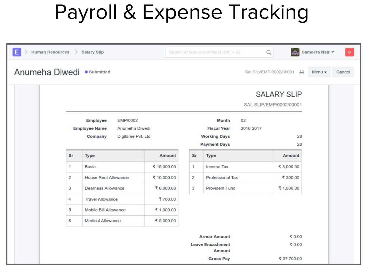 payroll and expense tracking
